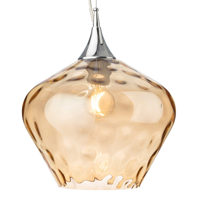 Firstlight Titan Decorative-Wave Style 30cm Pendant Light in Chrome and Amber Glass 1