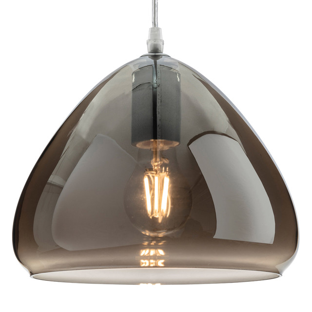 Firstlight Willis Modern Style 21cm Pendant Light in Chrome and Smoked Glass 1