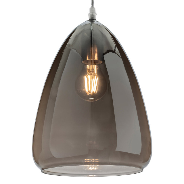 Firstlight Willis Modern Style 18cm Pendant Light in Chrome and Smoked Glass 1