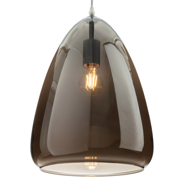 Firstlight Willis Modern Style 25cm Pendant Light in Chrome and Smoked Glass 1