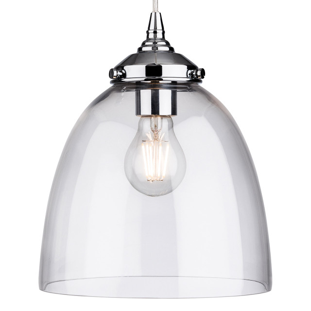 Firstlight Seville Modern Style 22cm Pendant Light in Chrome and Clear Glass 1