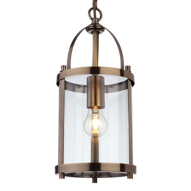 Firstlight Imperial Classic Lantern Style 18cm Pendant Light in Antique Brass and Clear Glass 1