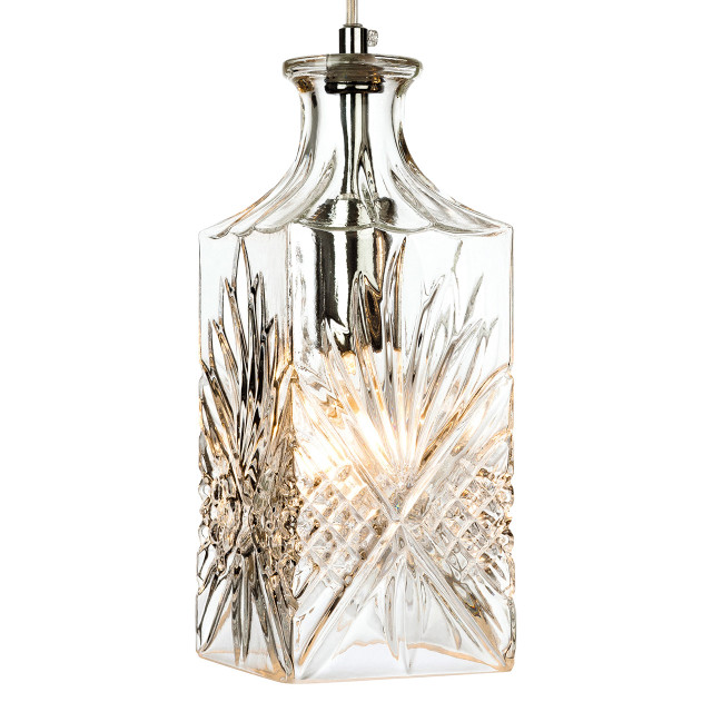 Firstlight Decanter Modern Style 10cm Pendant Light in Chrome and Clear Decorative Glass 1