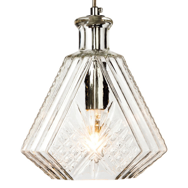 Firstlight Decanter Modern Style 18.5cm Pendant Light in Chrome and Clear Decorative Glass 1