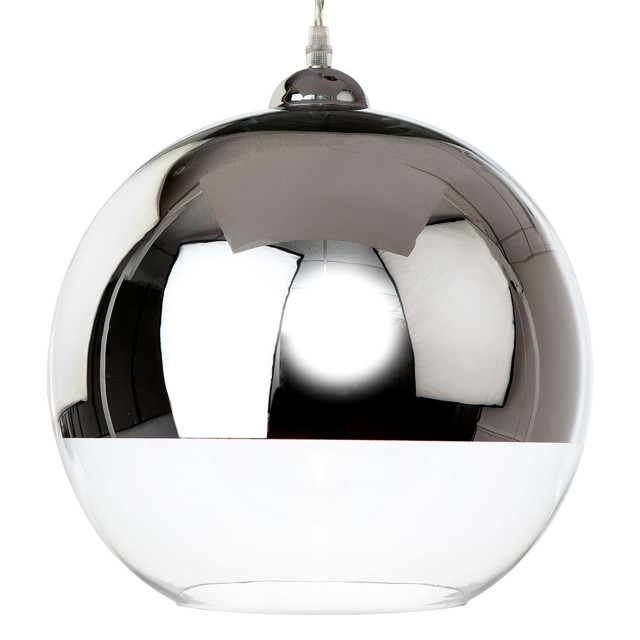 Firstlight Club Modern Style Mirrored Pendant Light in Chrome and Clear Glass