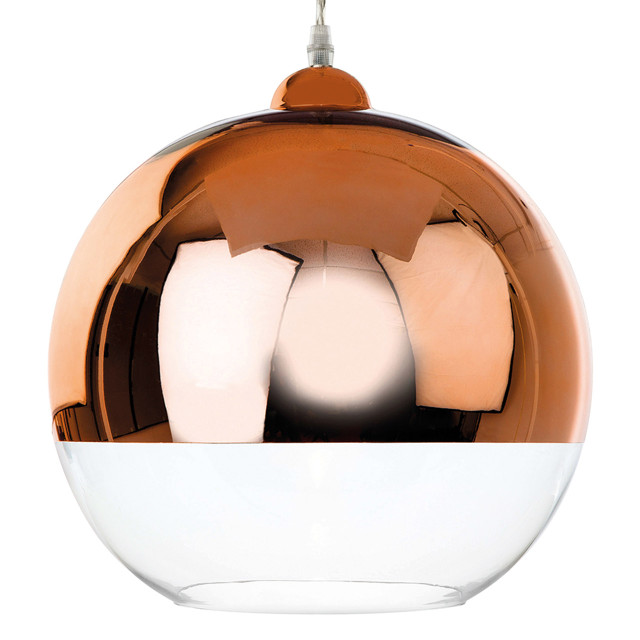 Firstlight Club Modern Style Mirrored Pendant Light in Copper and Clear Glass 1