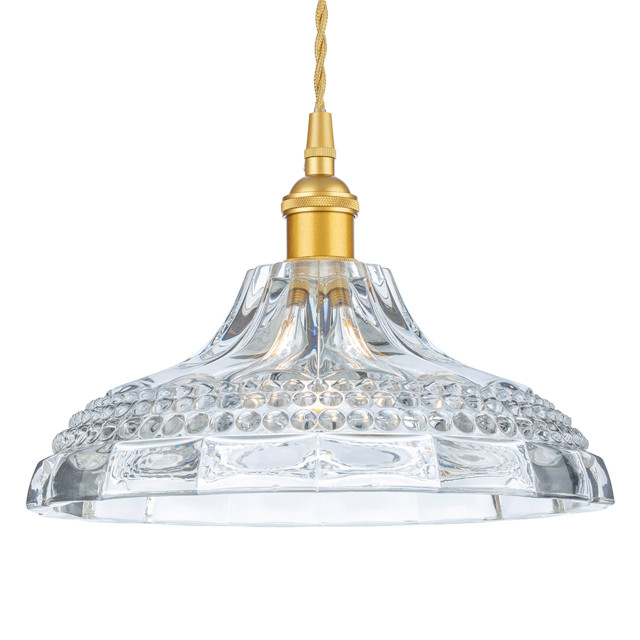 Firstlight Wilshire Traditional Style 24cm Pendant Light in Satin Gold and Decorative Glass 1