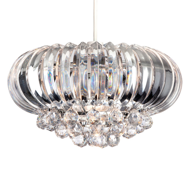 Firstlight Crown Contemporary Style Easy-fit Lamp Shade in Chrome and Clear Acrylic 1