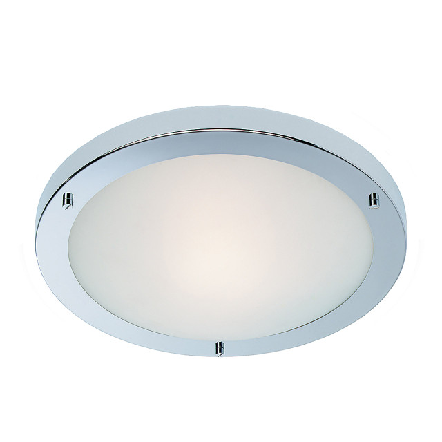 Firstlight Rondo Modern Style 31cm Flush Ceiling Light in Chrome and Opal Glass 1