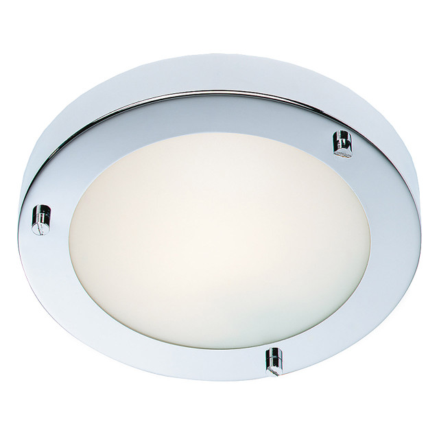 Firstlight Rondo Modern Style 18cm Flush Ceiling Light in Chrome and Opal Glass 1