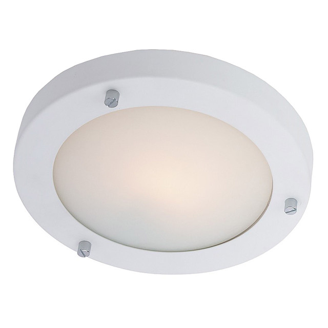 Firstlight Rondo Modern Style 18cm Flush Ceiling Light in Matt White and Opal Glass 1