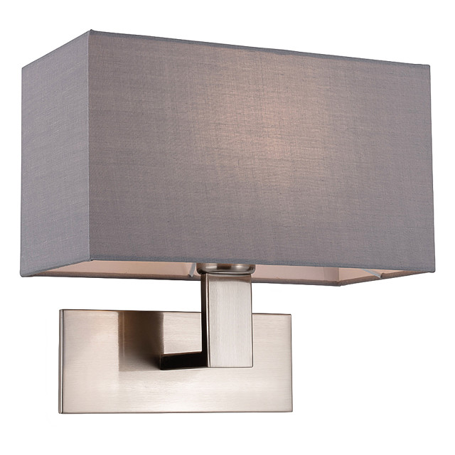 Firstlight Raffles Contemporary Style Wall Light Brushed Steel and Grey Shade 1