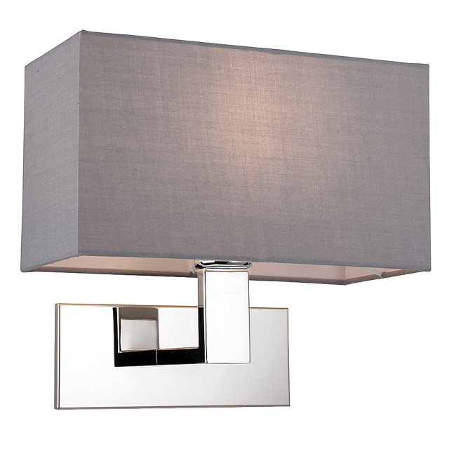 Firstlight Raffles Contemporary Style Wall Light Chrome and Grey Shade 1