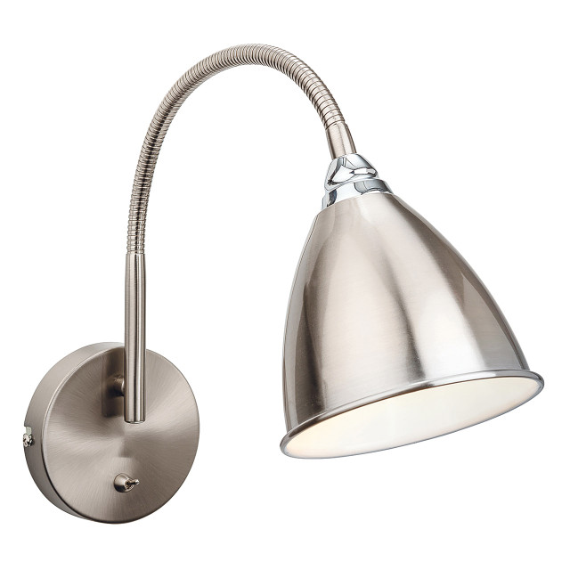 Firstlight Bari Contemporary Style Flexible Wall Light with On/Off Switch Brushed Steel and Chrome 1
