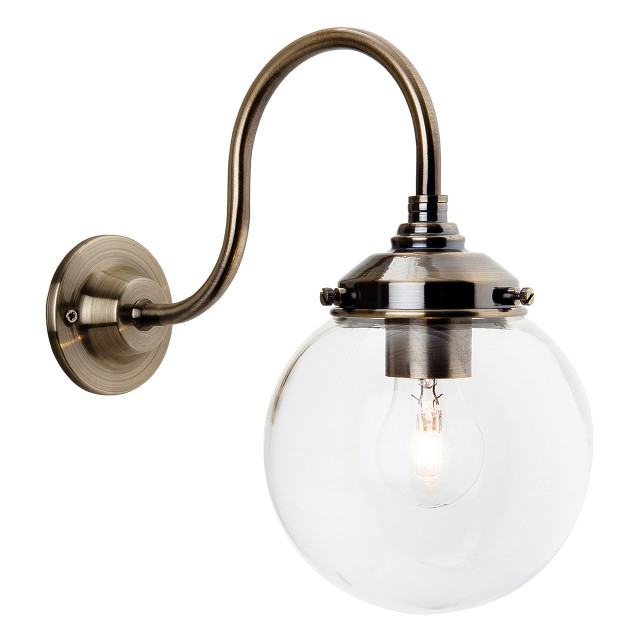 Firstlight Victoria Traditional Gas Lamp Style Round Wall Light in Antique Brass and Clear Glass 1