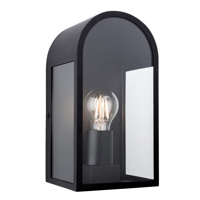 Firstlight Eva Contemporary Style Lantern in Black and Clear Glass 1