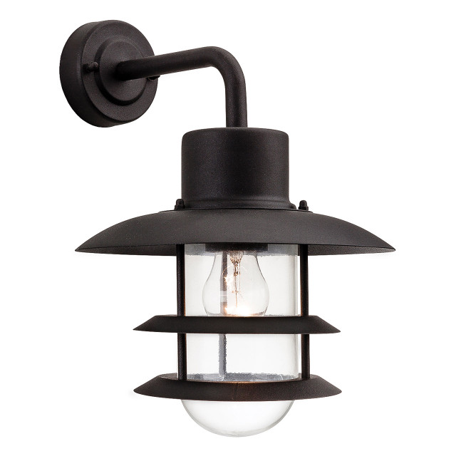 Firstlight Austin Scandi Style Lantern in Black and Clear Glass 1