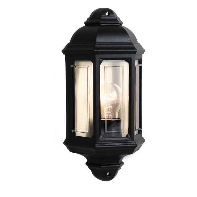 Firstlight Villa Classic Style Half Lantern in Black and Clear 1