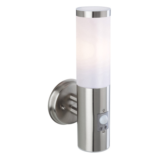 Firstlight Plaza Modern Style Lantern PIR Sensor in Stainless Steel and Opal 1