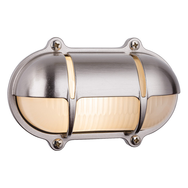 Firstlight Nautic Style Oval Bulkhead Eyelid in Solid Brass with Nickel Plating and Frosted 1