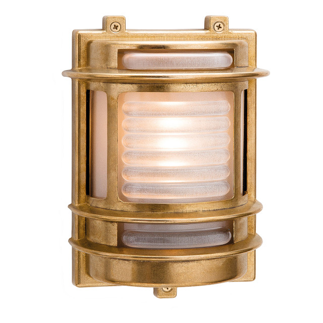 Firstlight Nautic Classic Marine Style Rectangular Bulkhead in Solid Brass and Frosted 1