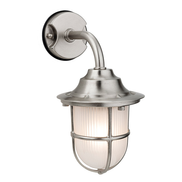 Firstlight Nautic Classic Marine Style 30cm Lantern in Solid Brass with Nickel Plating and Frosted 1