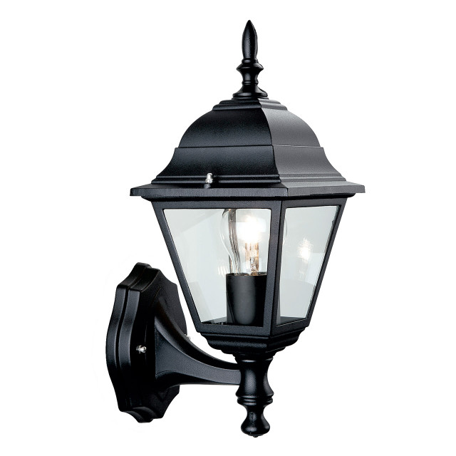 Firstlight Uplight Traditional Style 4-Panel Lantern in Black and Clear Glass 1