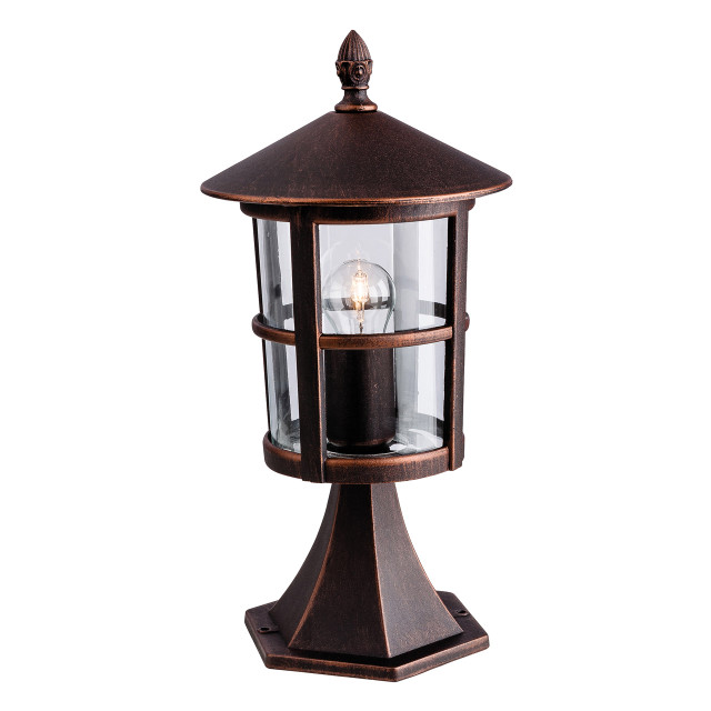 Firstlight Stratford Traditional Style Pillar Post Light in Bronze and Clear Glass 1