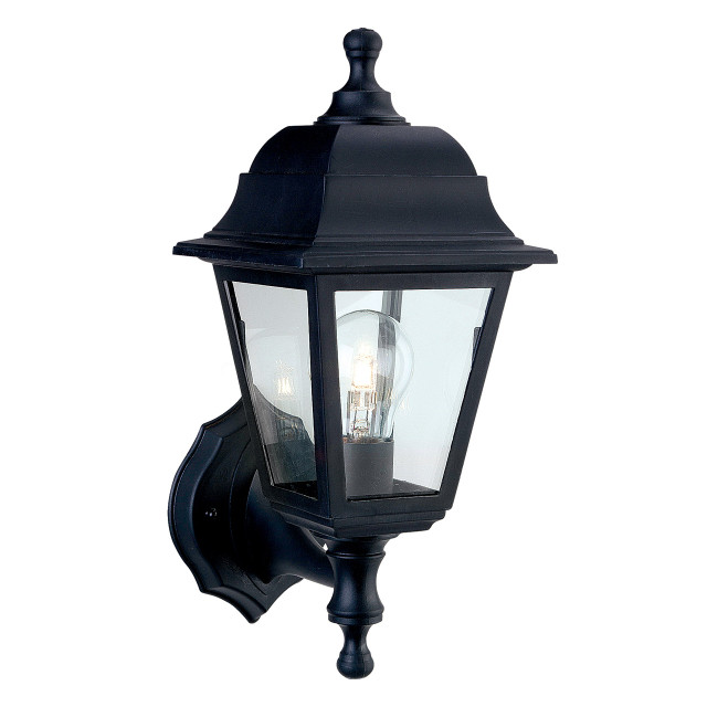 Firstlight Oslo Anti-Corrosion Style Uplight/Downlight Lantern in Black and Clear Glass 1