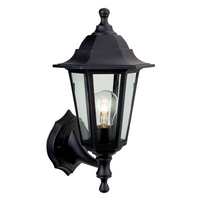 Firstlight Malmo Anti-Corrosion Style Uplight/Downlight Lantern in Black and Clear Glass 1