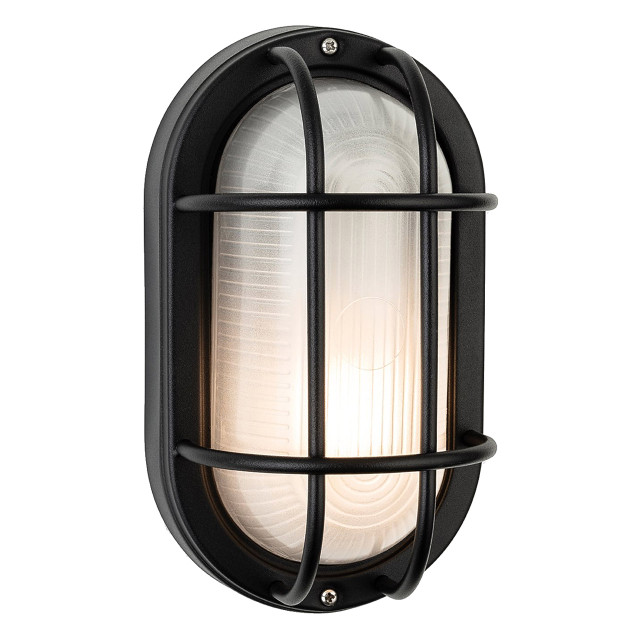 Firstlight Lugo Retro Style Bulkhead in Black and Frosted 1
