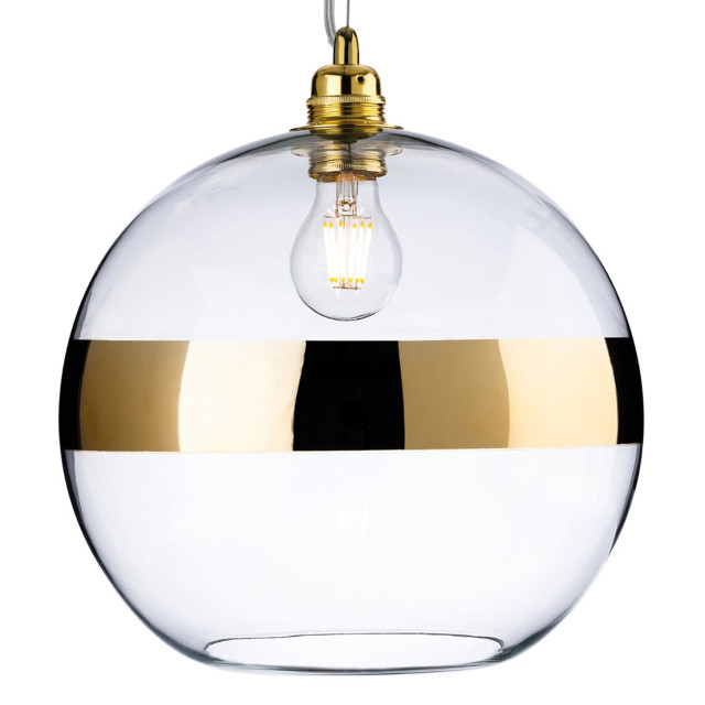 Firstlight Saturn Modern Style 30cm Pendant Light in Gold and Clear Glass 1