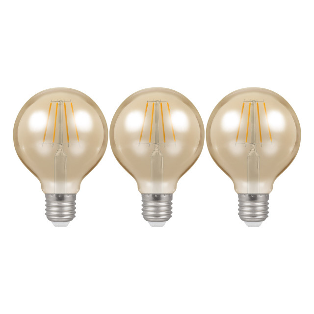 Crompton Globe LED Light Bulb G80 E27 5W (35W Eqv) Warm White 3-Pack Vintage 1