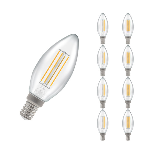 Crompton Candle LED Light Bulb Dimmable E14 4.2W (40W Eqv) Warm White 8-Pack Filament Clear