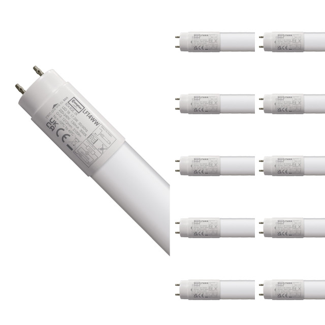 Crompton T8 LED Tube Light 4ft 17.5W (36W Eqv) Warm White 10-Pack Opal 1
