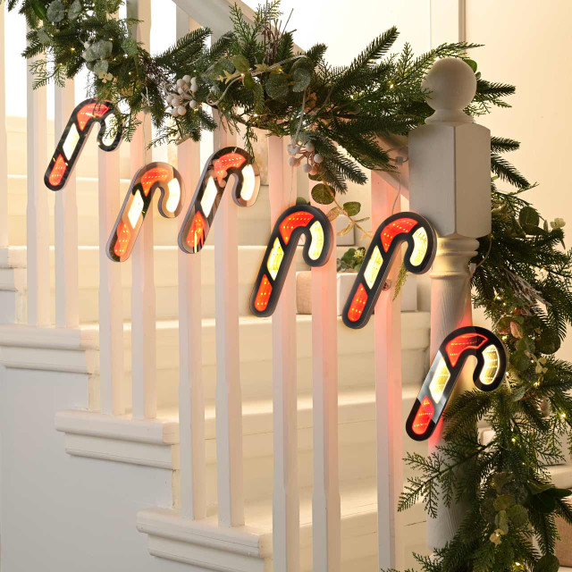 Festive 175cm Garland With 6 Candy Cane Infinity Lights 1 Festive 175cm Garland With 6 Candy Cane Infinity Lights 1