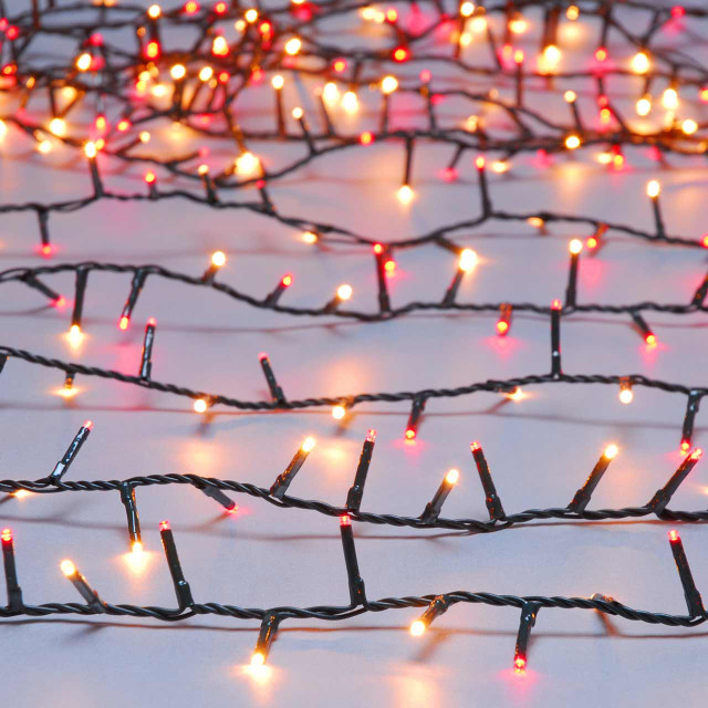 Festive 12.9m Indoor & Outdoor Sparkle Light String Lights 520 Red & Warm White LEDs 1
