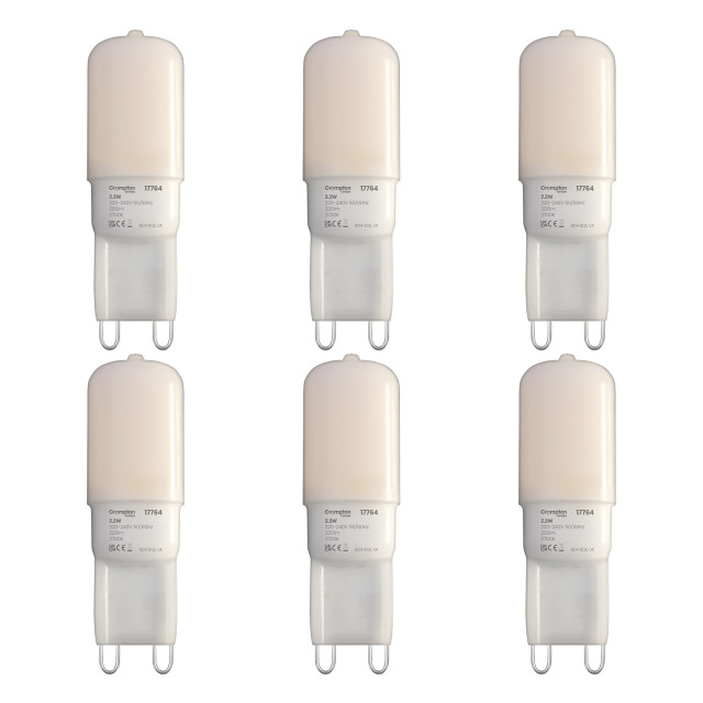Crompton Lamps LED G9 Capsule 2.2W 6-Pack Warm White Opal