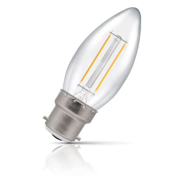 Crompton Candle LED Light Bulb B22 2.2W (25W Eqv) Cool White Filament Clear 1