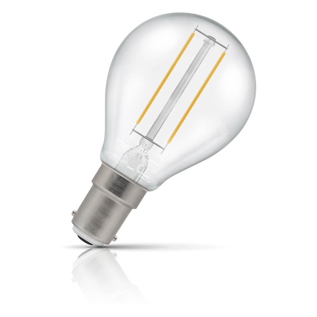 Crompton Lamps LED Golfball 2.2W B15 Filament Warm White Clear 25W Eqv 1