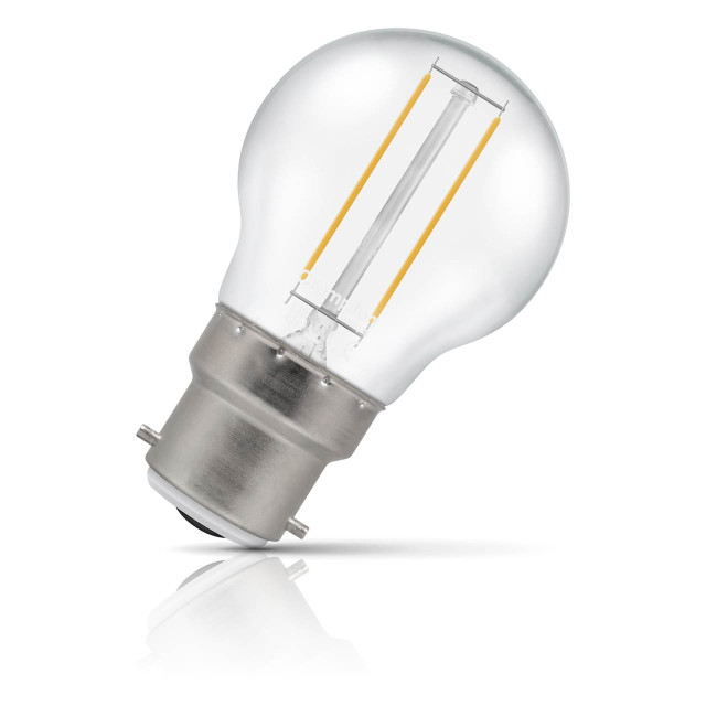 Crompton Lamps LED Golfball 2.2W B22 Filament Warm White Clear 25W Eqv 1