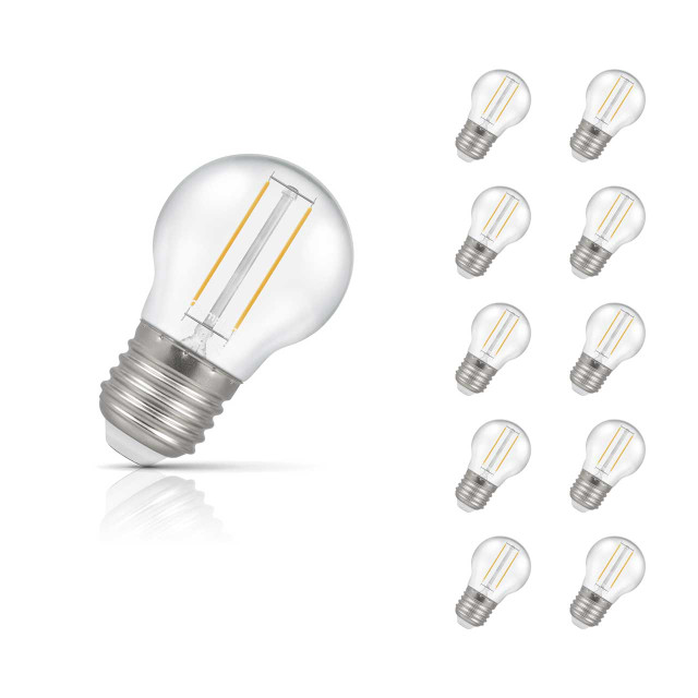 Crompton Lamps LED Golfball 2.2W E27 Filament 10-Pack Cool White Clear 25W Eqv 1