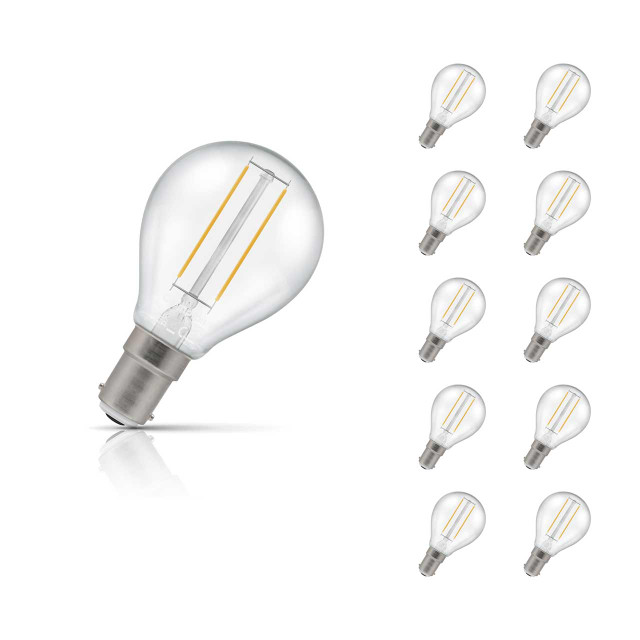 Crompton Lamps LED Golfball 2.2W B15 Filament 10-Pack Cool White Clear 25W Eqv 1