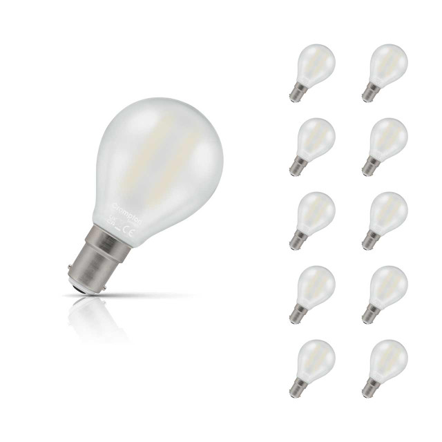 Crompton Lamps LED Golfball 2.2W B15 Dimmable Filament 10-Pack Warm White Pearl 25W Eqv 1