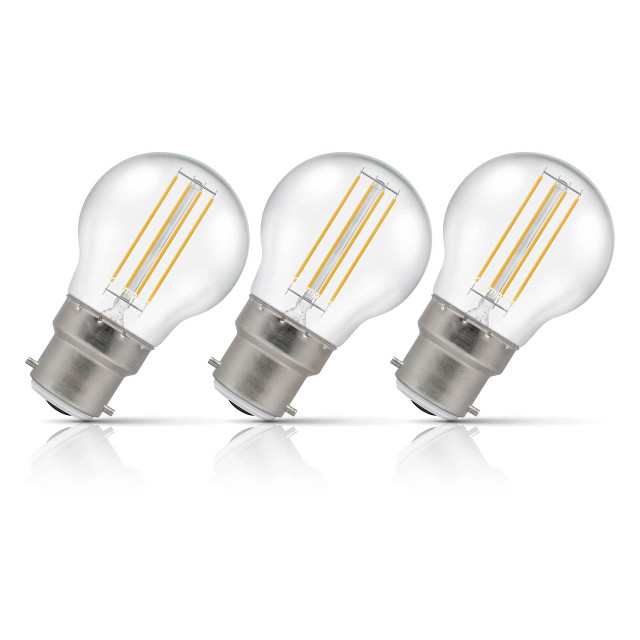 Crompton Lamps LED Golfball 4.2W B22 Filament 3-Pack Cool White Clear 40W Eqv 1