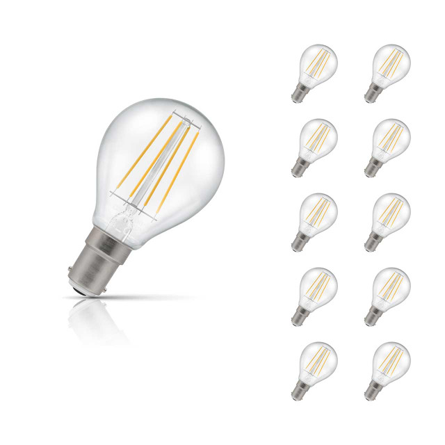 Crompton Lamps LED Golfball 5.9W B15 Dimmable Filament 10-Pack Warm White Clear 60W Eqv 1