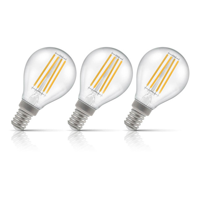 Crompton Lamps LED Golfball 5.9W E14 Dimmable Filament 3-Pack Cool White Clear 60W Eqv 1