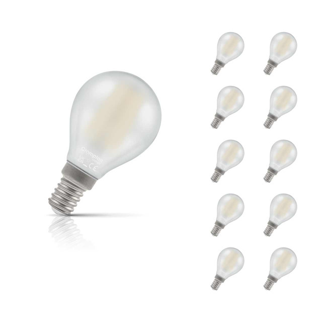 Crompton Lamps LED Golfball 5.9W E14 Dimmable Filament 10-Pack Warm White Pearl 60W Eqv 1