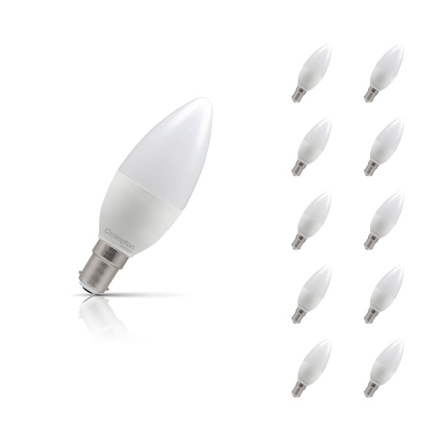 Crompton Lamps LED Candle 2.2W B15 10-Pack Daylight Opal 25W Eqv 1