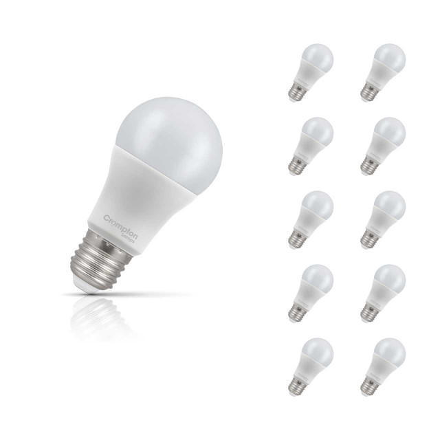 Crompton Lamps LED GLS 13W E27 Dimmable 10-Pack Cool White Opal 100W Eqv 1